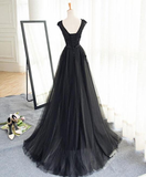 Beautiful Black Tulle Evening Party Dress, Black Party Dress Formal Dress HZ1023