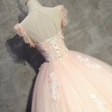 Eelgant Pink Round Neckline Prom Dress, Pink Sweet 16 Dresses HZ1023