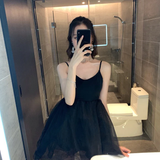 Sexy Tulle Straps Little Black Dress, Mini Women Dress HZ1023