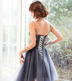 Chic Tulle Beaded Straps Knee Length Homecoming Dress Prom Dress, Short Formal Dress HZ1023