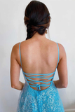 Princess Blue Straps A-Line Long Prom Gown HZ1023
