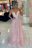 Princess Blue Straps A-Line Long Prom Gown HZ1023