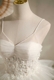 Multi-Tiered White V-Neck Short Party Dress HZ1023