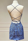 Hot Pink Appliques Lace-Up Short Homecoming Dress HZ1023