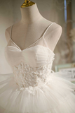 Multi-Tiered White V-Neck Short Party Dress HZ1023