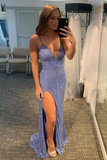 Beaded Purple Mermaid Long Formal Dress HZ1023