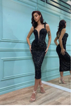 Sparkly Mermaid Tea-Length Prom Dress ,Party Dress,Evening Dress HZ1023