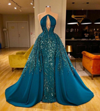 beaded prom dress, evening dresses , navy blue prom dress, crystal prom dress, mermaid evening dress, formal dress, arabic party dresses HZ1023