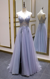 Sexy Luxury Beads A Line Long Prom Dress HZ1023