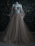A-Line Unique Fairy Charming Long Prom Dresses, Party Dresses HZ1023