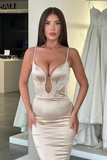 Sleeveless Spaghetti-Straps Long Mermaid Prom Dress HZ1023