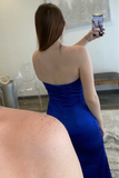 Royal Blue Sweetheart Satin Long Formal Dress with Slit HZ1023