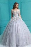 Ball Gown Spaghetti Straps Quinceanera Dresses With Handmade Flowers Tulle HZ1023