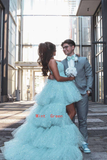 Glitter Hi-Low Lavender Tiered Tulle Prom Dress HZ1023