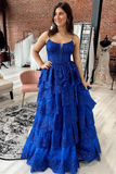Straps Tiered A-Line Prom Dress with Sequins HZ1023