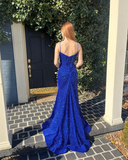 Blue Sequins Prom Dresses Long Party Dress Formal Dress HZ1023