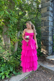 Straps Tiered Ruffle Long Formal Dress HZ1023