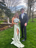 One Shoulder Slit Long Prom Dress Bridesmaid Dress HZ1023