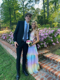 Spaghetti straps layered rainbow prom dress HZ1023
