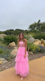 Pink Long Prom Dresses, Formal Dresses HZ1023