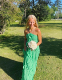 Green fashion halter neck long chiffon ball gown evening dress party dress HZ1023
