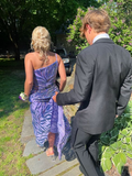 Purple One Shoulder Sequined Prom Dresses HZ1023