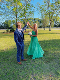 Green fashion halter neck long chiffon ball gown evening dress party dress HZ1023