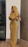 Red Shiny Pretty V Neck Long Bodycon Sexy Sequined Prom Dress Formal Evening Gown Party Dress HZ1023