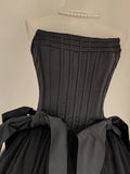 Black Sweet Cute A-line Off-shoulder Short Travel Holiday Dress Satin Birthday Dress Homecoming Dress Party Dress HZ1023