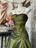 Olive Green Elegant Exquisite Beading Long Satin Vintage Fashion Mermaid Off-the-shoulder Floor-length Evening Gown Ball Gown Prom Dress Ball Gown HZ1023