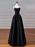 Black/Red/Navy Elegant Simple Fashion A-Line Satin Long Ball Gown Evening Dress Party Dress Prom Dress HZ1023