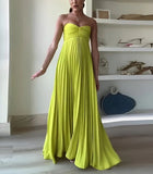 Yellow fashion elegant long chiffon ball gown evening dress wedding guest party dress HZ1023