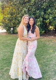 Pink Elegant Fashion Floral Long Slim Fit prom dress Evening Dress Party Dress Bridesmaid Dresses HZ1023