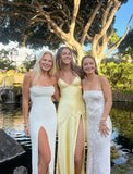 White/Yellow/Sexy Elegant Long Chiffon/Satin/Lace Ball Gown Evening Dress Wedding Guest Party Dress HZ1023
