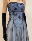 Blue Delicate Beaded Long Tulle Elegant Ball Gown Evening Dress Formal Birthday Party Dress Prom Dress HZ1023
