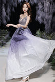 Stylish v neck lace long prom dress evening dress HZ1023