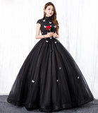 Black tulle long A line ball gown dress formal dress HZ1023