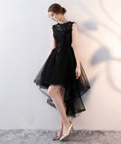 Black tulle lace high low prom dress evening dress HZ1023