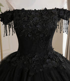 Black tulle lace long ball gown dress formal dress HZ1023