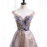 Stylish tulle sequins long prom dress formal dress HZ1023