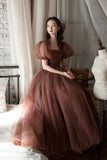 Cute tulle A line prom dress cute evening dress HZ1023