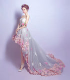 Cute tulle high low prom dress white evening dress HZ1023