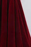 Cute velvet long prom dress burgundy A line evening dress HZ1023