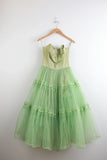 Light Green Retro Elegant Sweet Exquisite Lace Long Tulle Prom Dress Evening Gown Fairy Graduation Dress HZ1023
