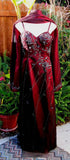 Burgundy Gorgeous Vintage Fashion Elegant Exquisite Beaded Long Satin Ball Gown Evening Dress Party Dress Matching Shawl HZ1023