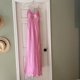 Pink Vintage Fashion Elegant Long Satin Ball Gown Evening Dress Party Dress HZ1023