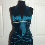 Blue vintage fashion elegant suspender long satin formal prom dress evening gown party dress HZ1023