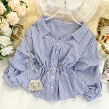 Stylish long-sleeved striped top HZ1023