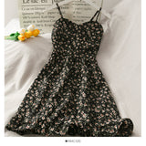 Hong Kong style retro floral high waist suspender skirt HZ1023