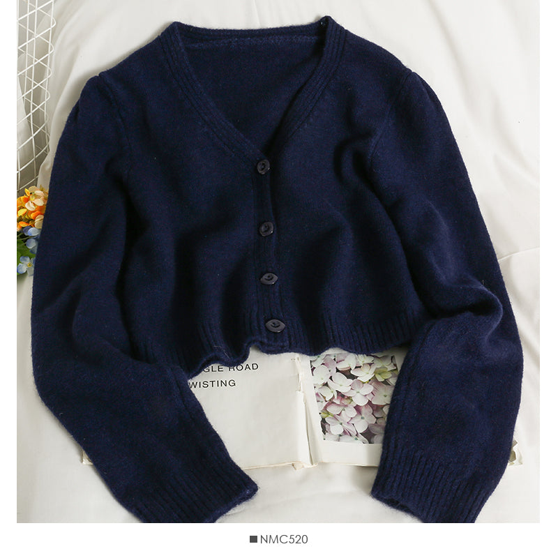 Women's cardigan long sleeve short single breasted sweater HZ1023